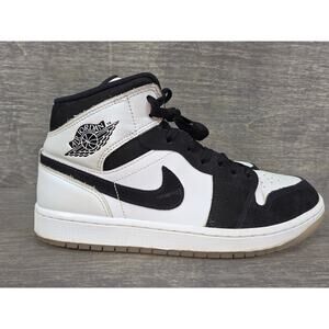 Nike Jordan 1 Mid SE Diamond Black White Basketball Shoes Size 9 Mens